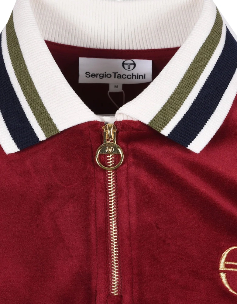 Mahony Velour Zip Polo Shirt Rhubarb/Gold