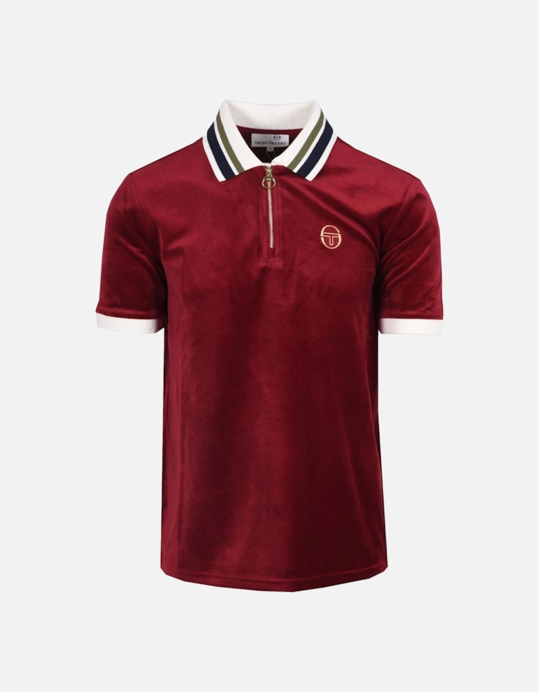 Mahony Velour Zip Polo Shirt Rhubarb/Gold