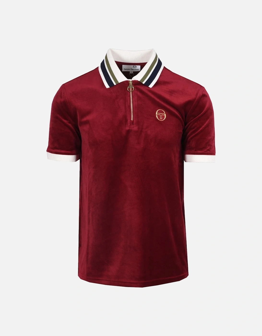 Mahony Velour Zip Polo Shirt Rhubarb/Gold, 4 of 3