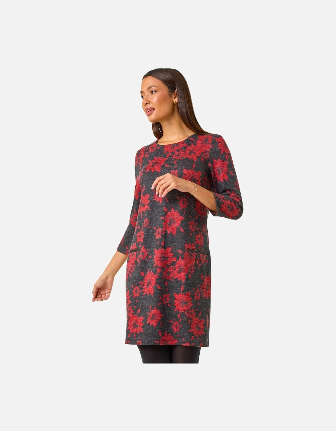 Floral Print Pocket Shift Stretch Dress, 2 of 1