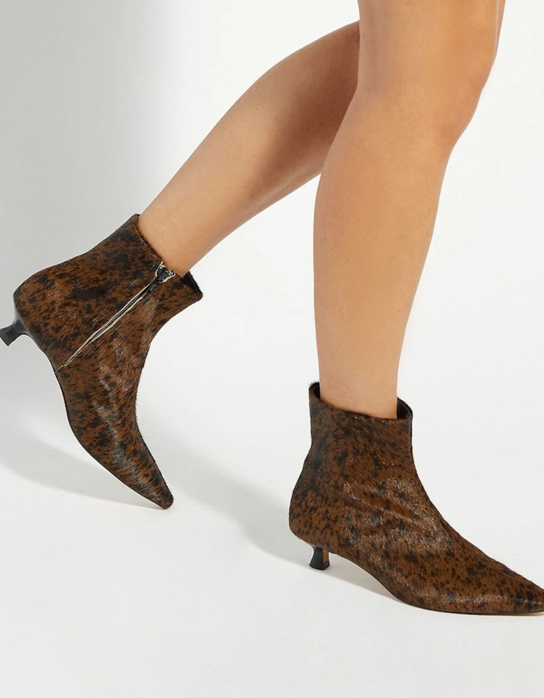 Dune Odore Leather Women's Tan Heeled Ankle Boots