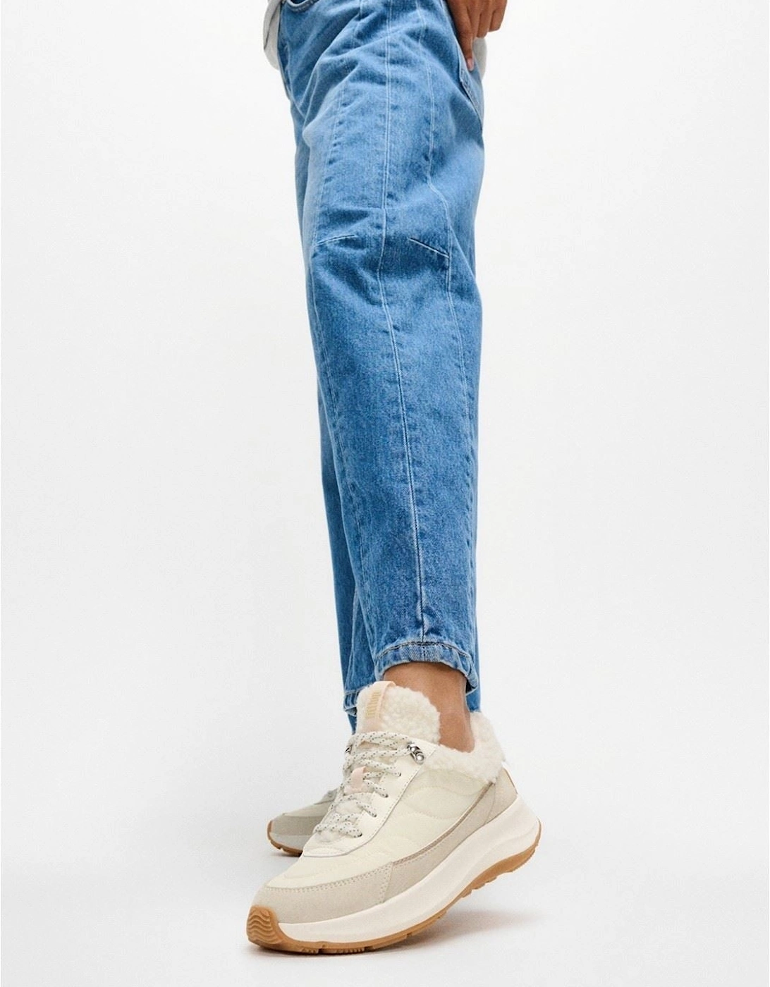 F-Mode Flow Suede Women's Cream Mix Trainers