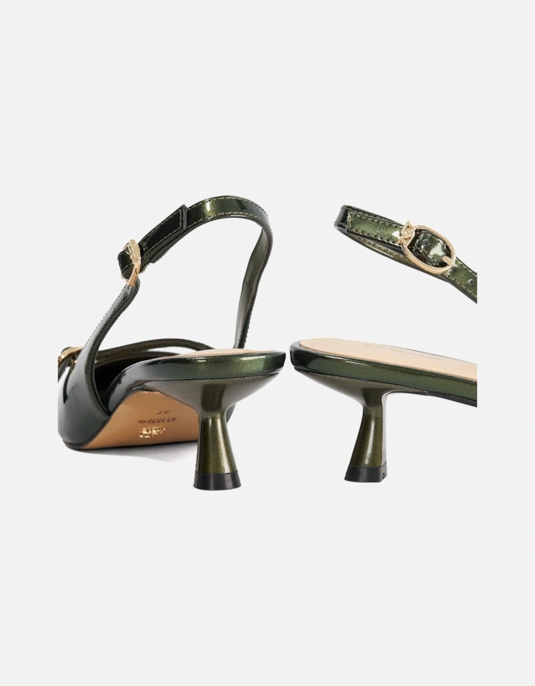 Dune Deserved Women's Green Pointy Slingback Shoes