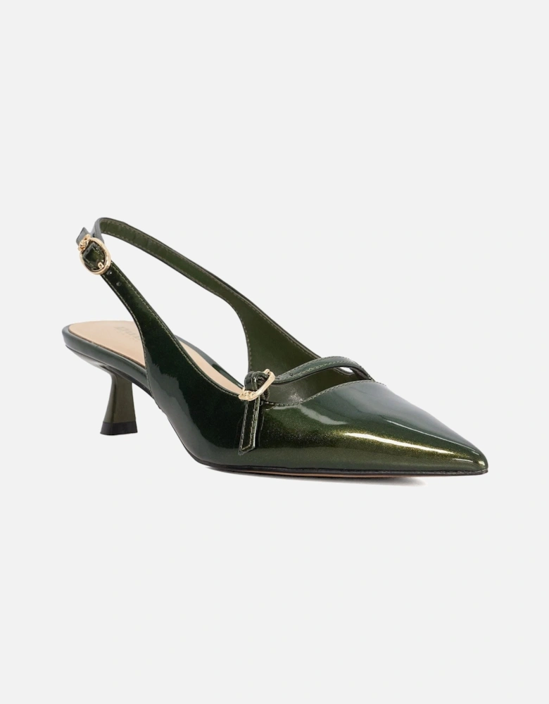 Dune Deserved Women's Green Pointy Slingback Shoes