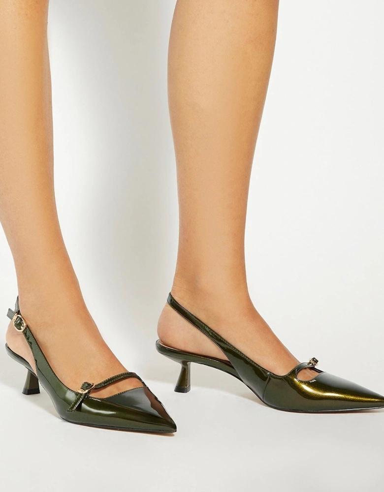 Dune Deserved Women's Green Pointy Slingback Shoes