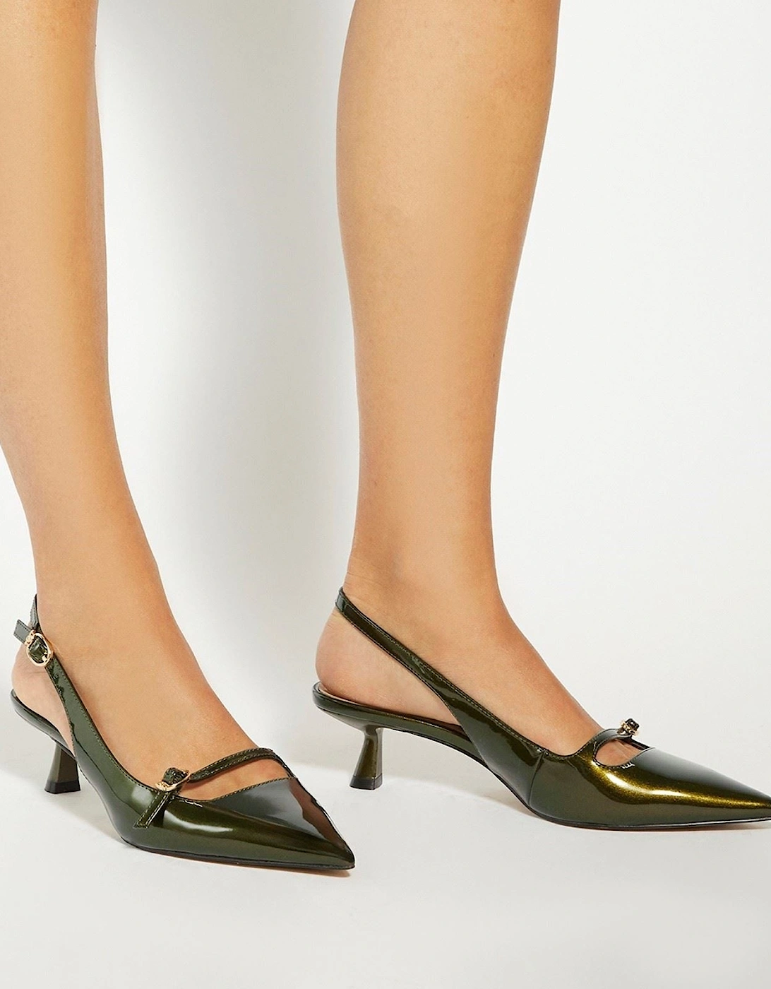 Dune Deserved Women's Green Pointy Slingback Shoes