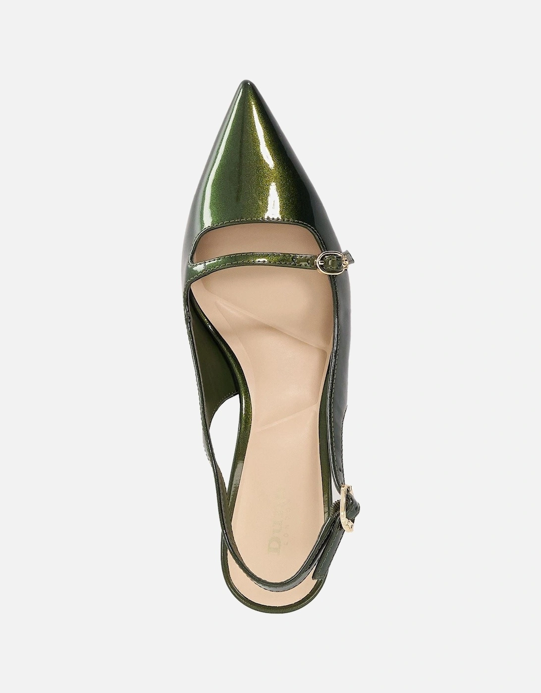 Dune Deserved Women's Green Pointy Slingback Shoes