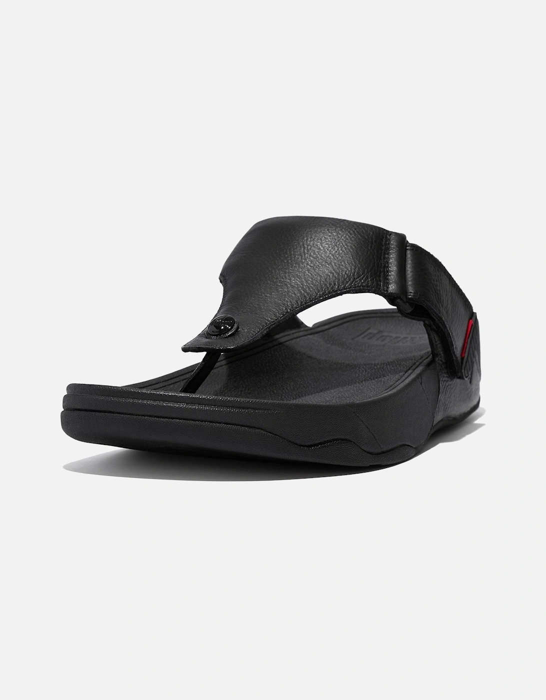Trakk II Leather Men's All Black Sandals, 9 of 8