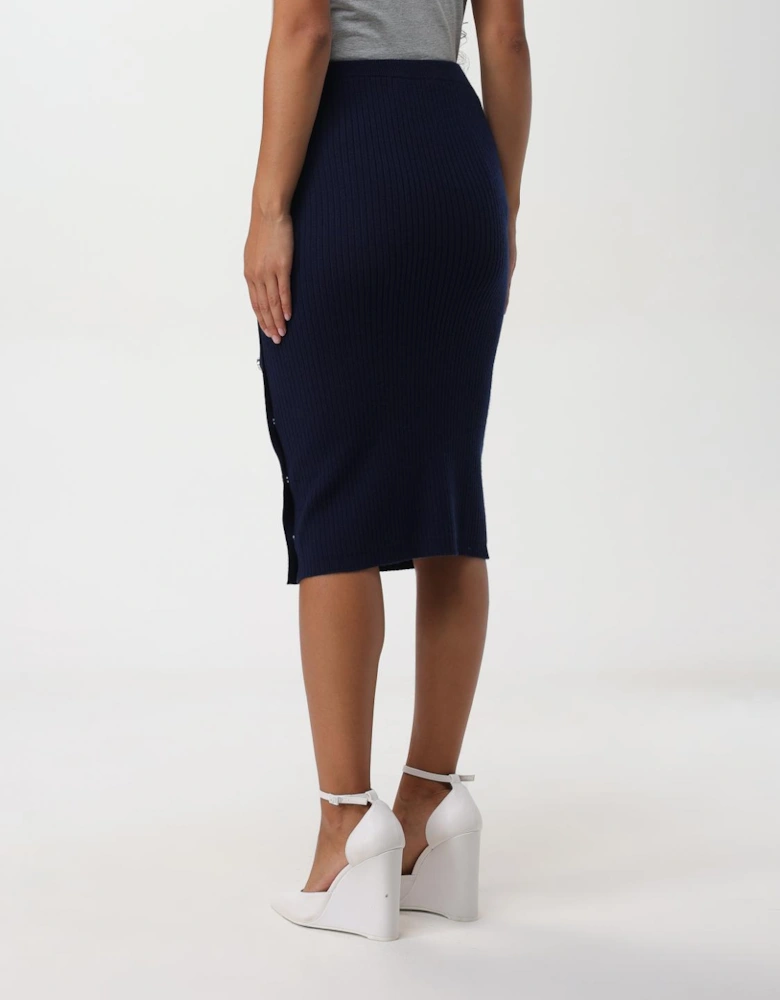 Knit Pencil Skirt Side Buttons