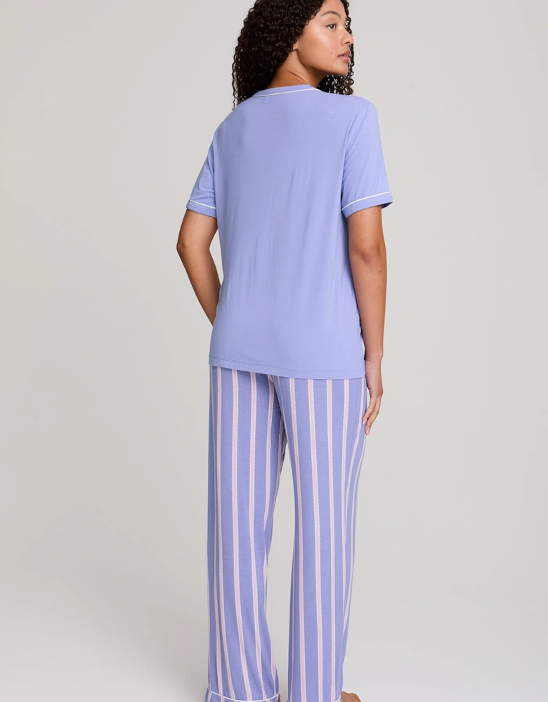 Bamboo Tee and Trouser Set in Heather Stripe