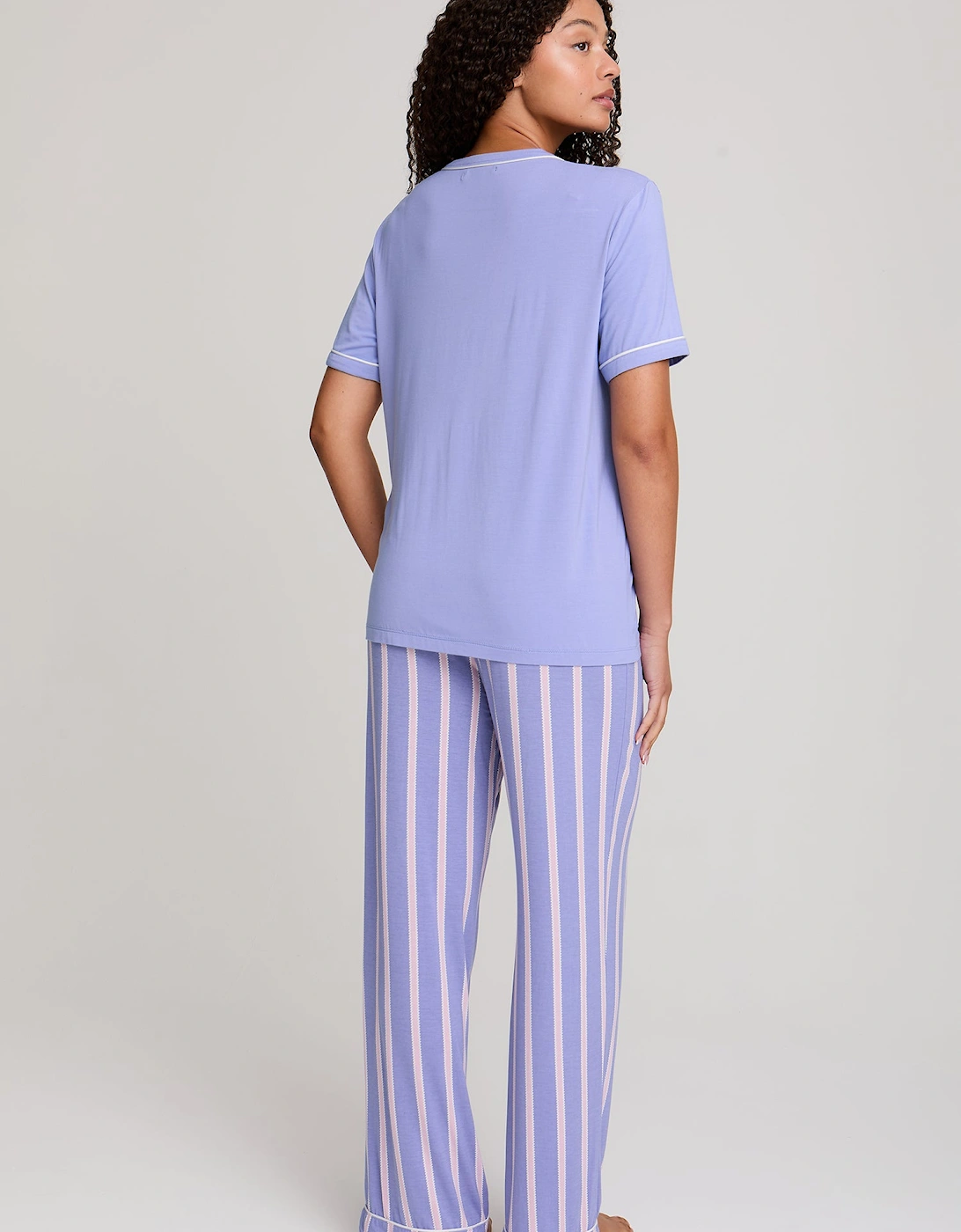 Bamboo Tee and Trouser Set in Heather Stripe