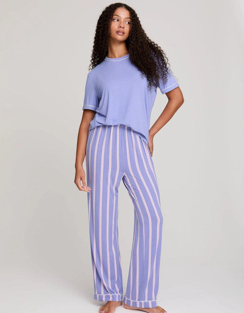Bamboo Tee and Trouser Set in Heather Stripe