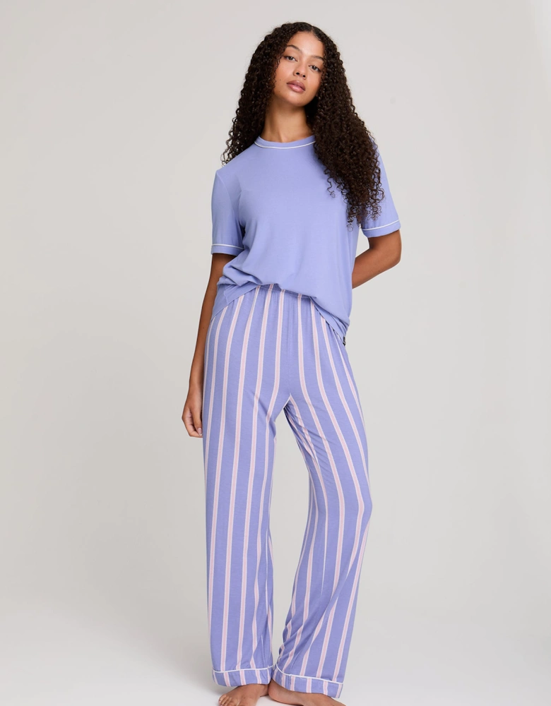 Bamboo Tee and Trouser Set in Heather Stripe