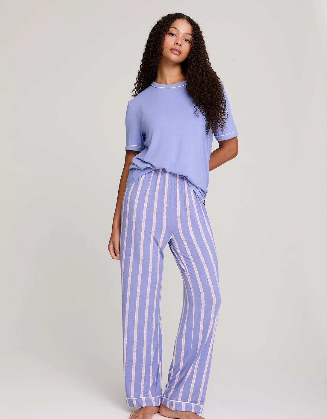 Bamboo Tee and Trouser Set in Heather Stripe, 6 of 5