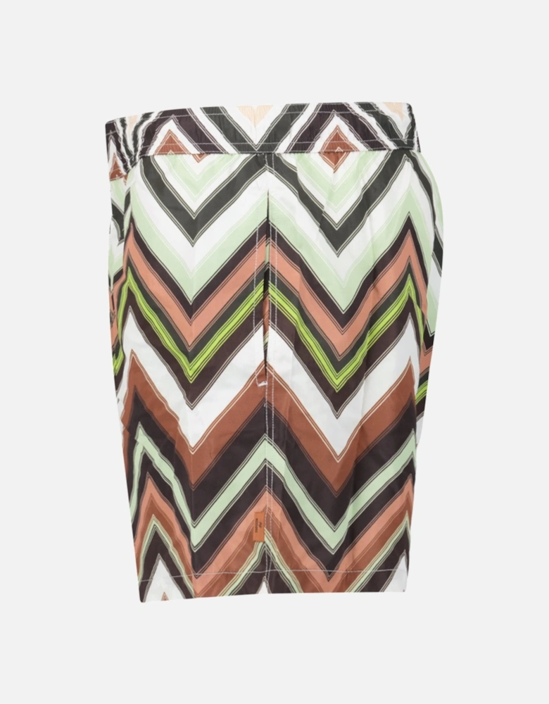 Zig Zag Swim Shorts Multi Green And Brown
