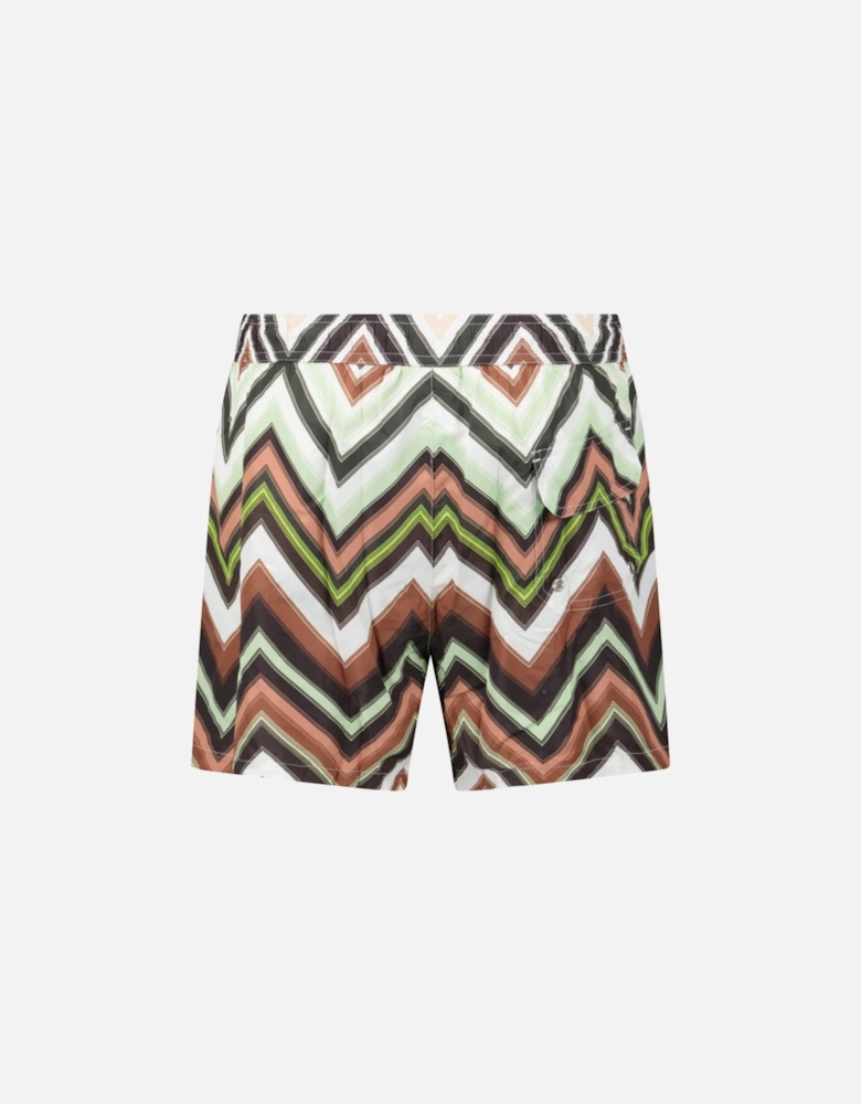 Zig Zag Swim Shorts Multi Green And Brown