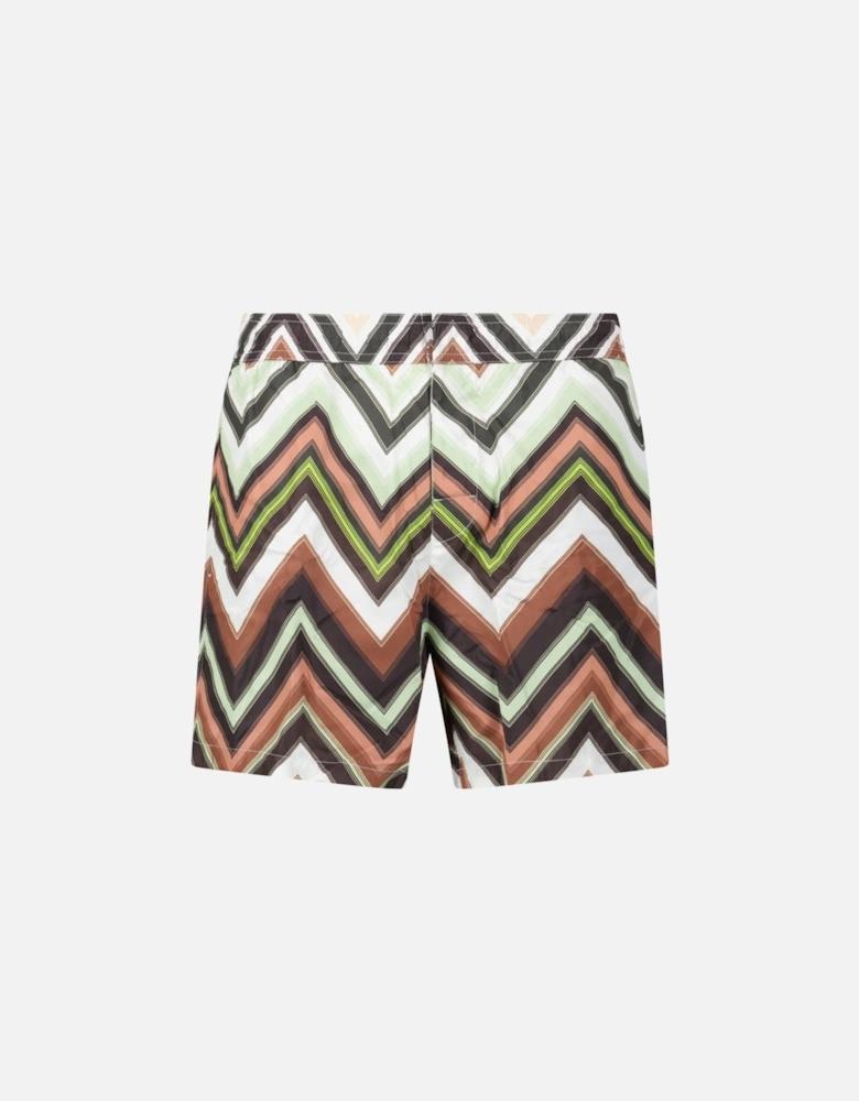 Zig Zag Swim Shorts Multi Green And Brown