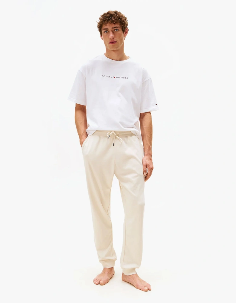 TH Original Mens Logo Lounge Joggers Off White Newsprint