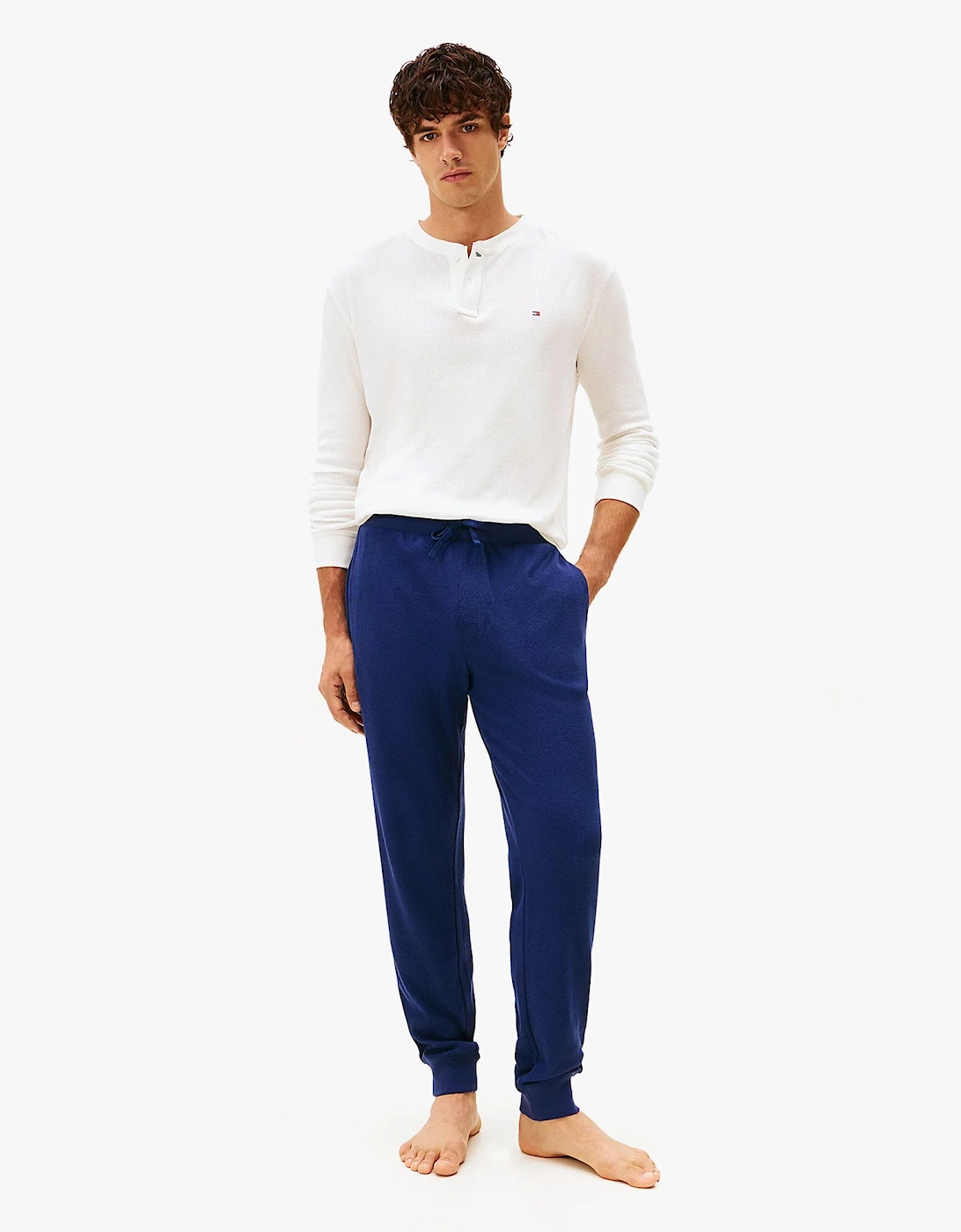 WAFFLE PANT Mens Cuffed Joggers Navy