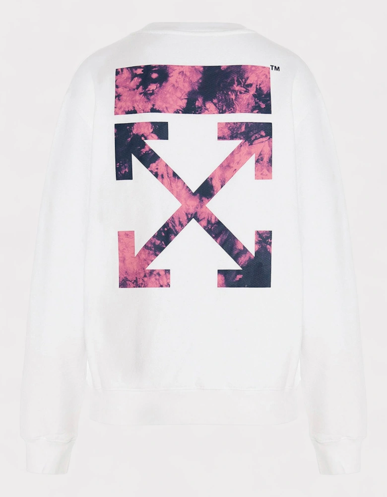 Tie Dye Arrow Crewneck White