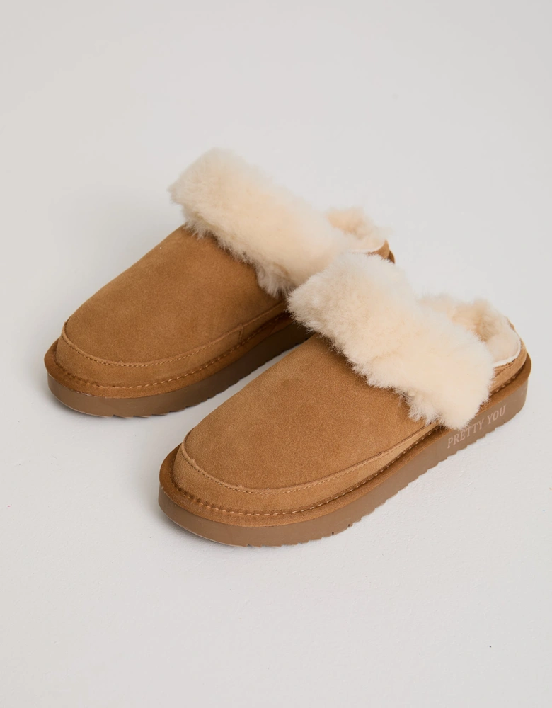 Hallie Sheepskin Multiway Slippers in Chestnut