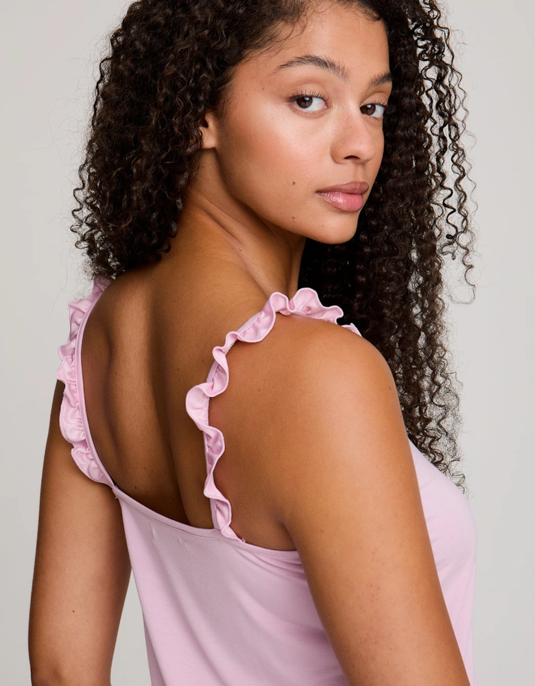 Bamboo Frill Cami Short Pyjama Set in Blush
