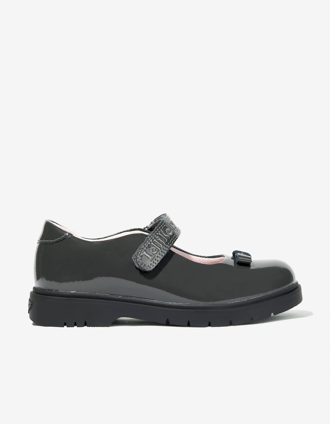 Girls Jolie Patent Bow School Shoes in Grey, 9 of 8