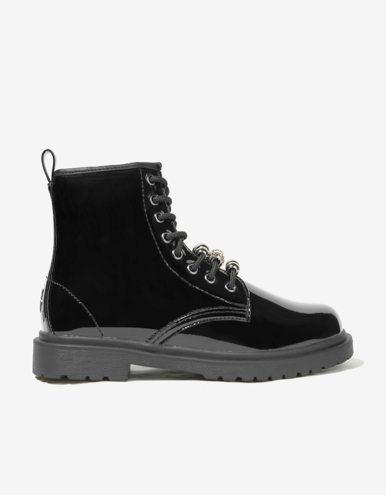 Girls Willow Patent Boots in Black