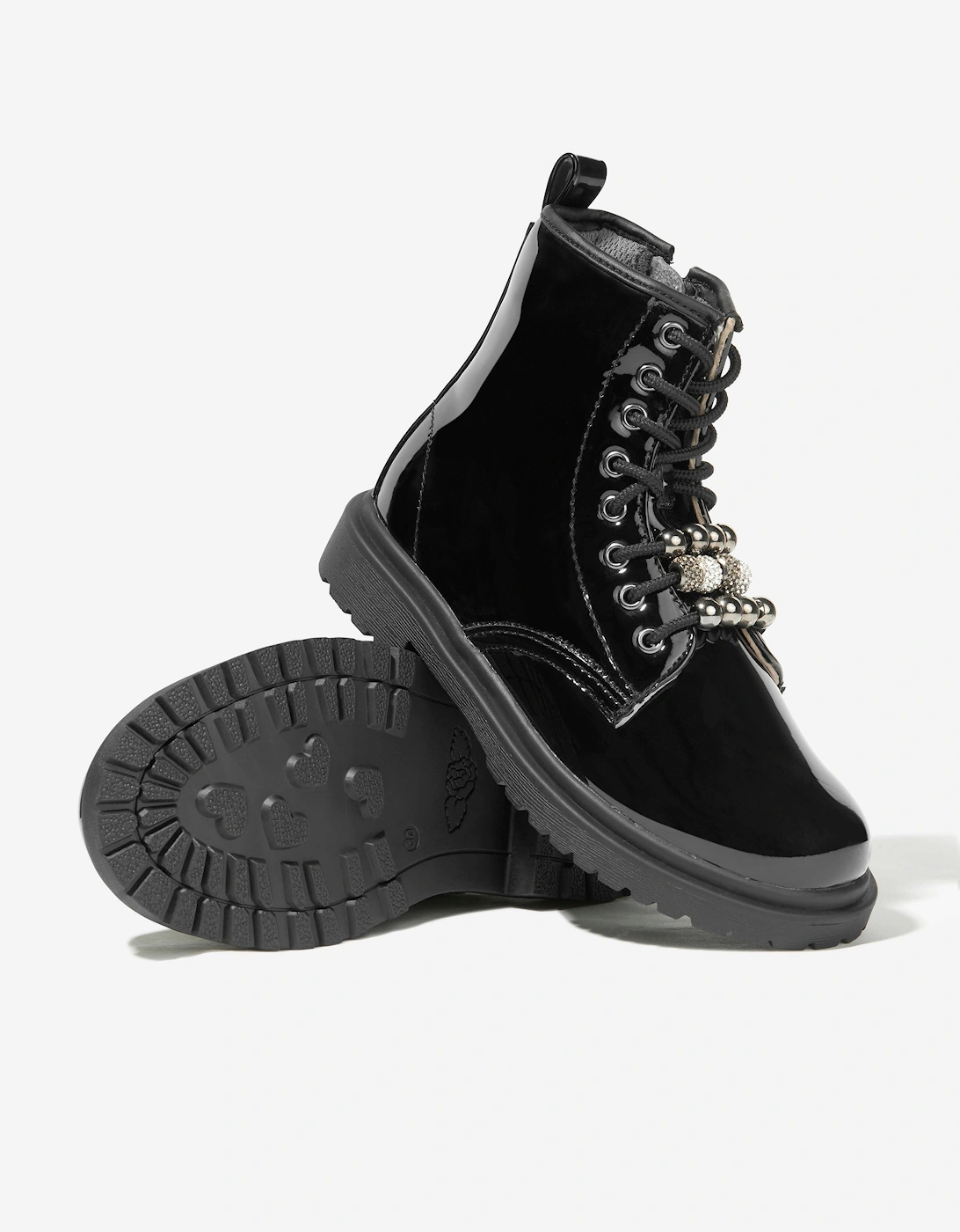 Girls Willow Patent Boots in Black