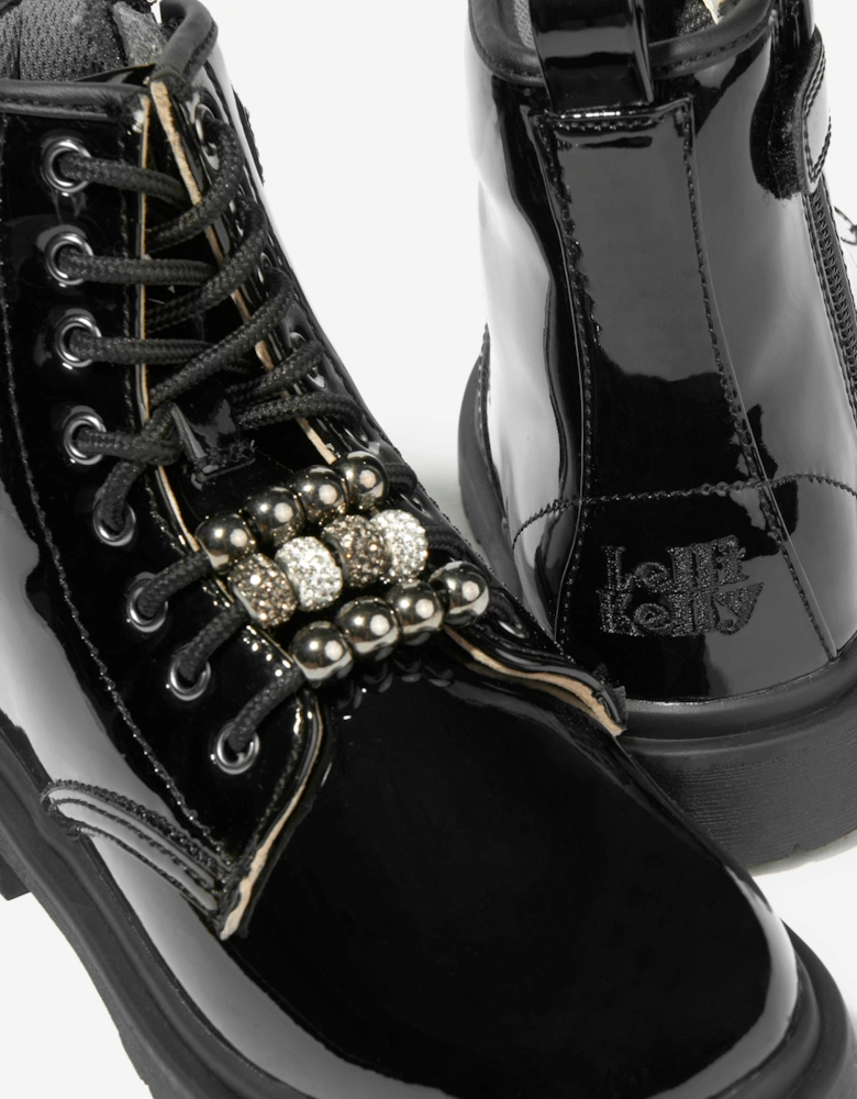 Girls Willow Patent Boots in Black