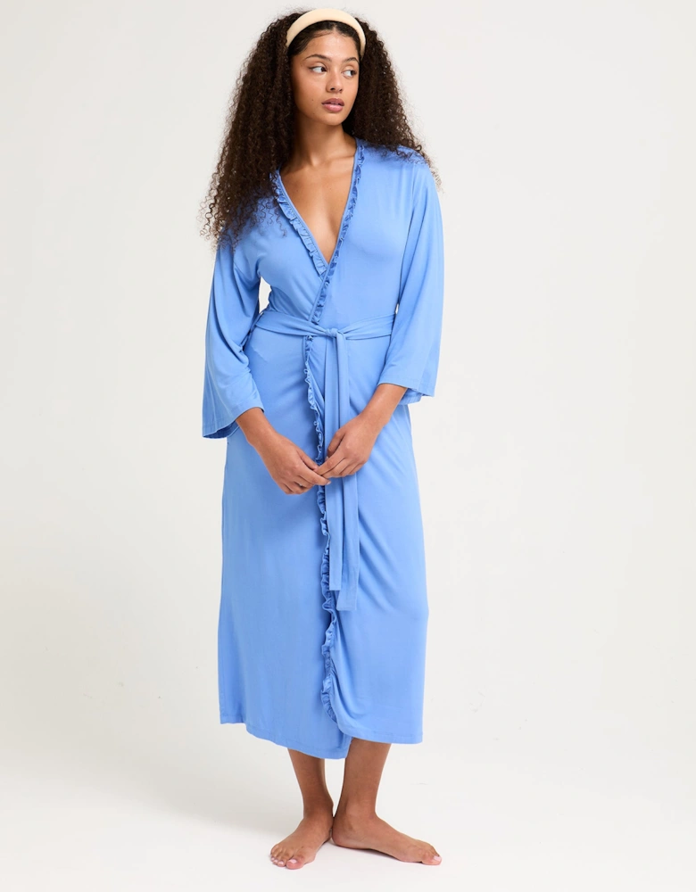 Bamboo Frill Kimono in Cornflower Blue