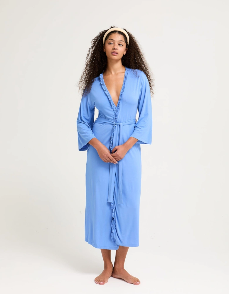 Bamboo Frill Kimono in Cornflower Blue