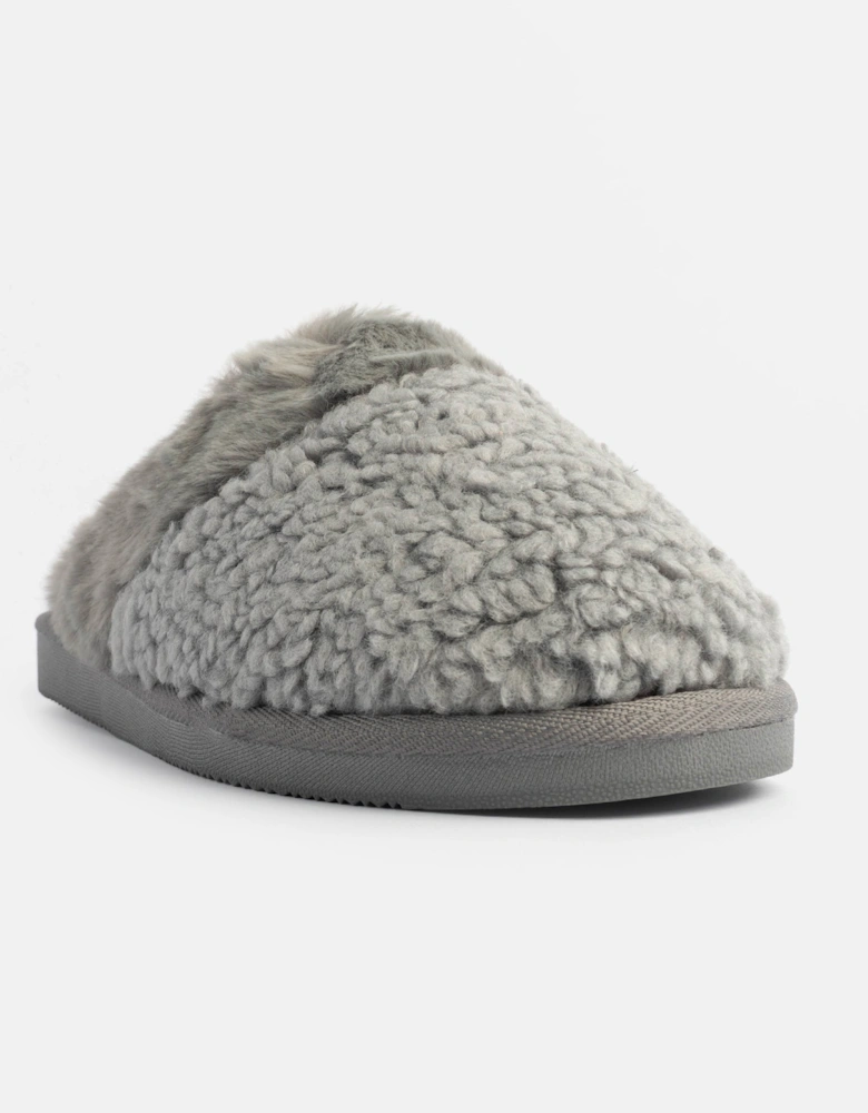 Jo & Joe HELGA Womens Mule Faux Fur Slippers Grey