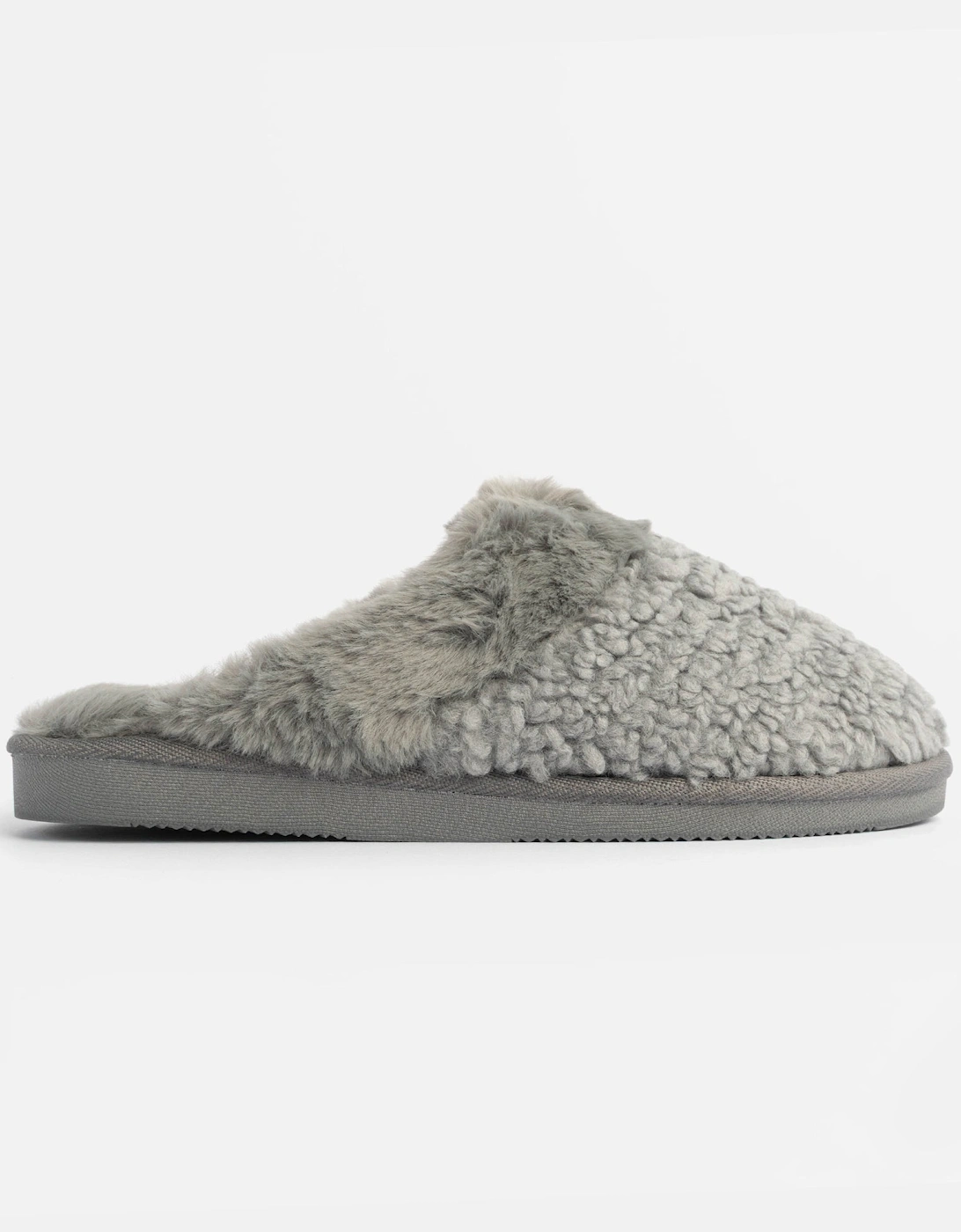 Jo & Joe HELGA Womens Mule Faux Fur Slippers Grey, 7 of 6