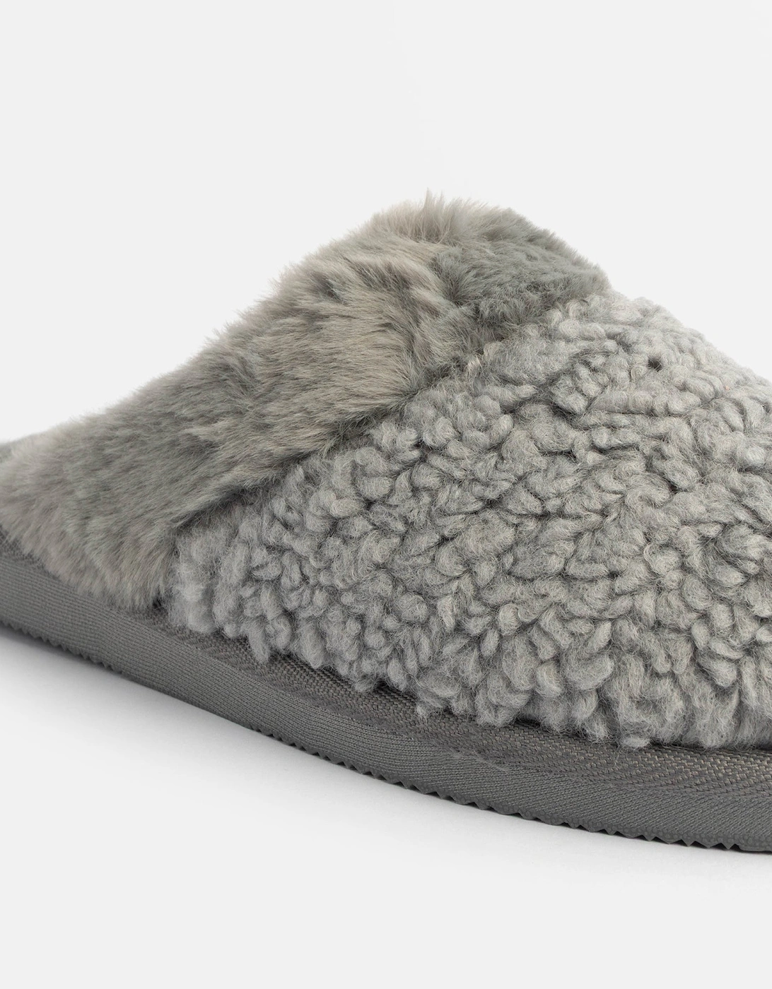 Jo & Joe HELGA Womens Mule Faux Fur Slippers Grey