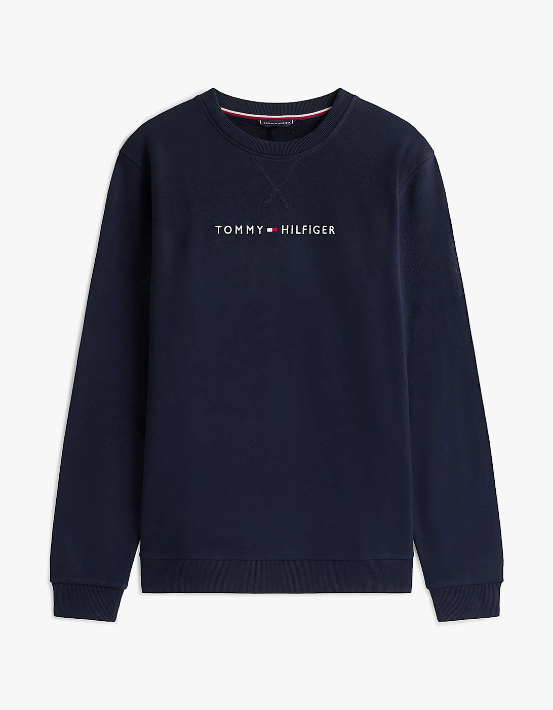 Tommy Hilfiger Linear Loungewear Fleece Crew Sweat, Navy, Size S, Men - Image 3
