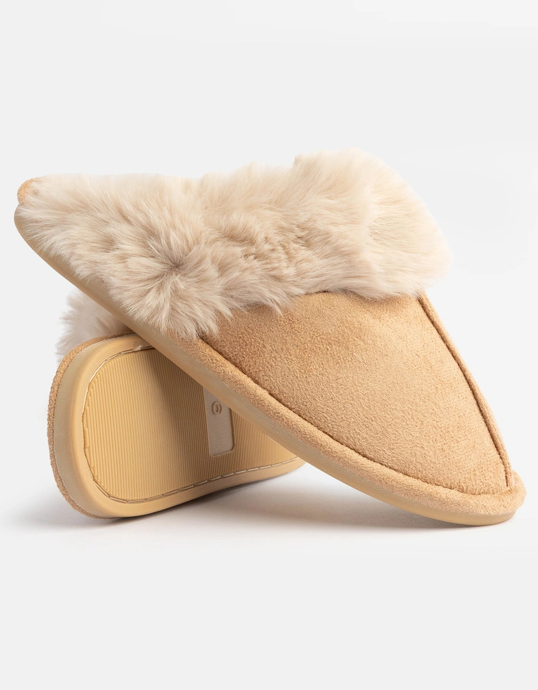 Jo & Joe SCARLETT Womens Faux Fur Mule Slippers Caramel
