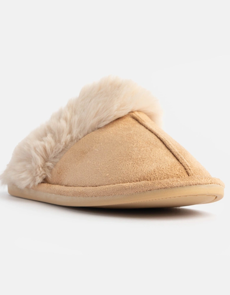Jo & Joe SCARLETT Womens Faux Fur Mule Slippers Caramel