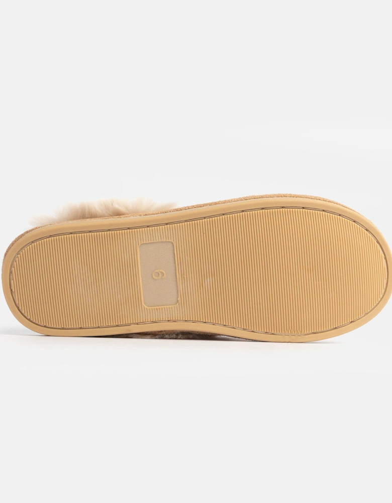 Jo & Joe SCARLETT Womens Faux Fur Mule Slippers Caramel