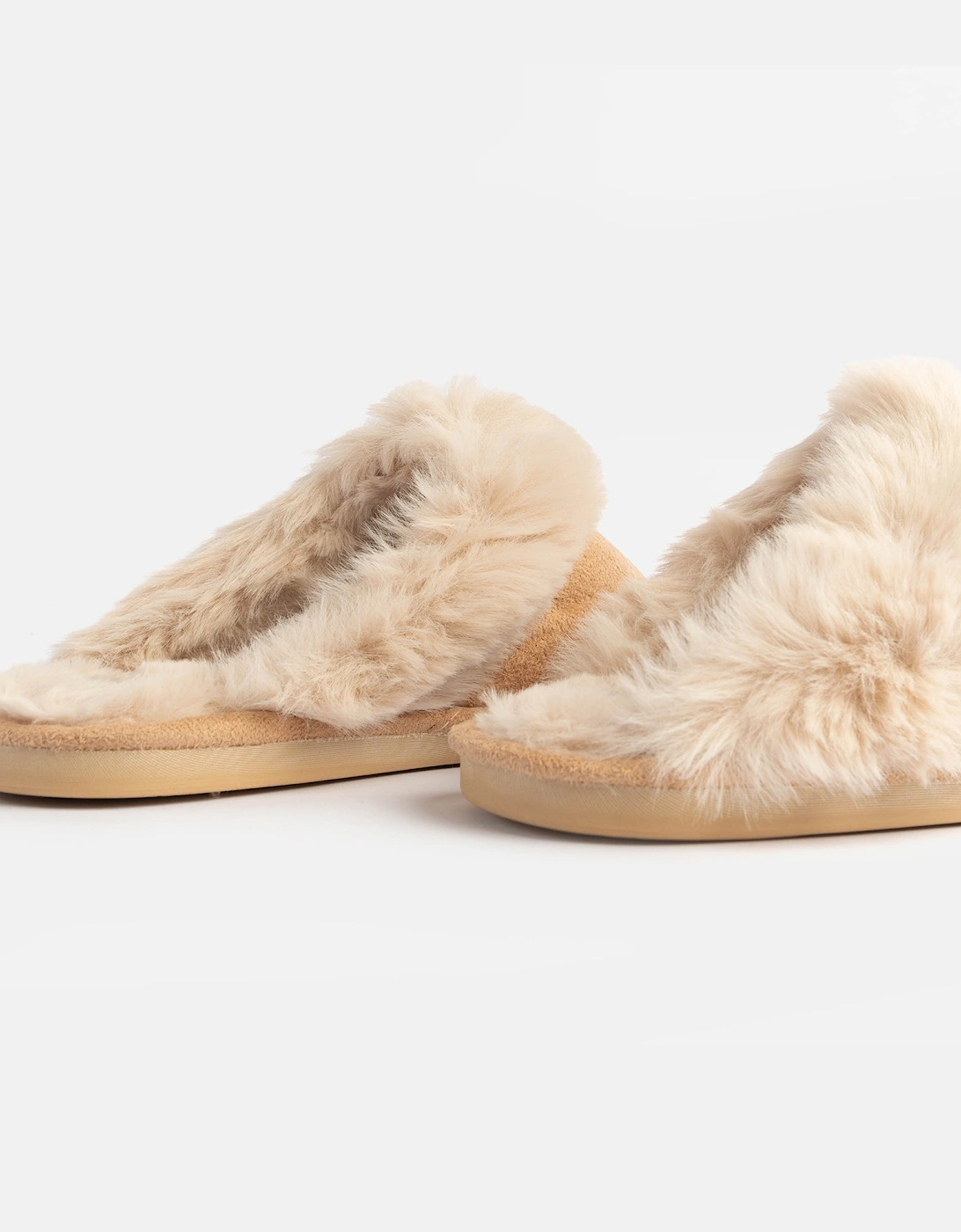 Jo & Joe SCARLETT Womens Faux Fur Mule Slippers Caramel