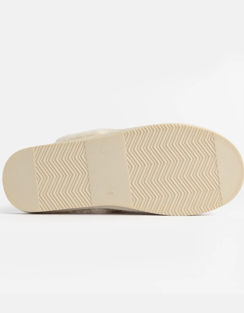 Jo & Joe HELGA Womens Mule Faux Fur Slippers Cream