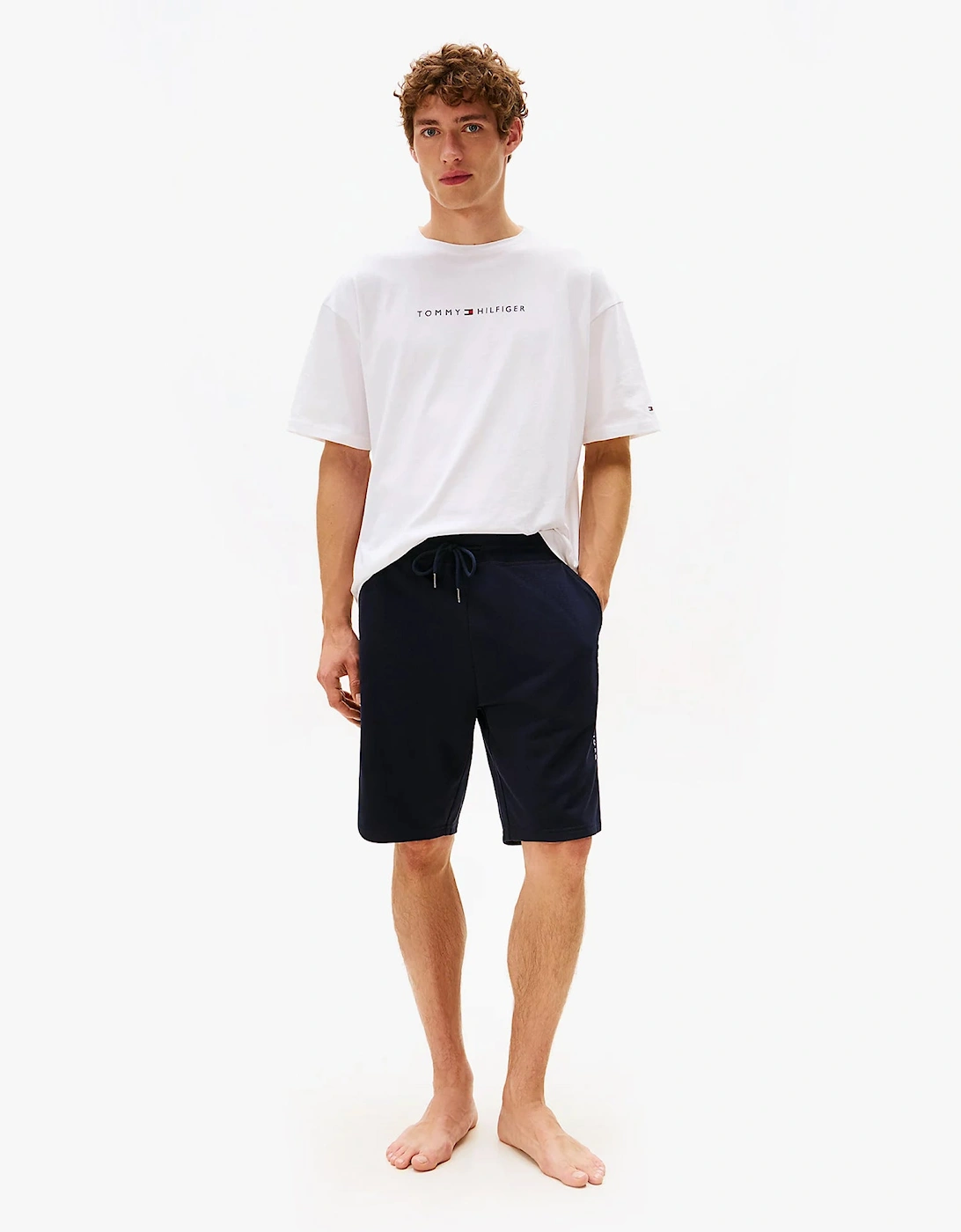 Mens TH Original Logo Terry Lounge Shorts Navy