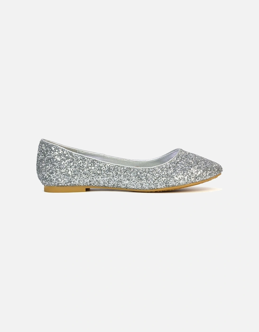 'Karissa' Flat Slip on Sparkly Glitter Ballerina Pumps, 2 of 1