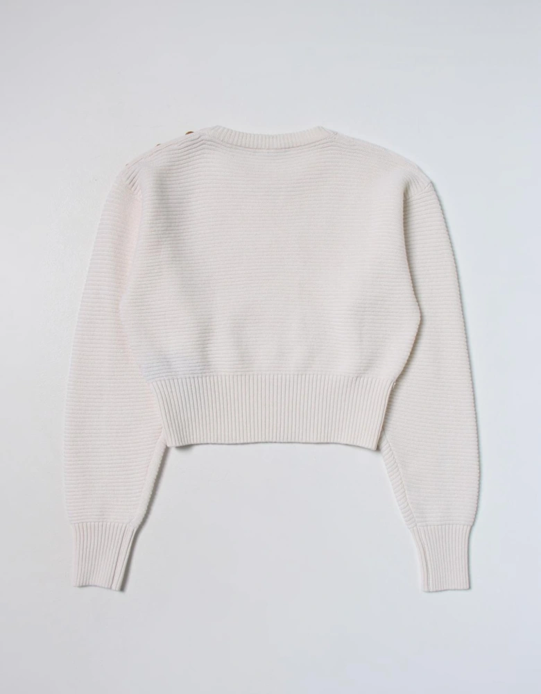 Cropped Ribbed Knit Sweater