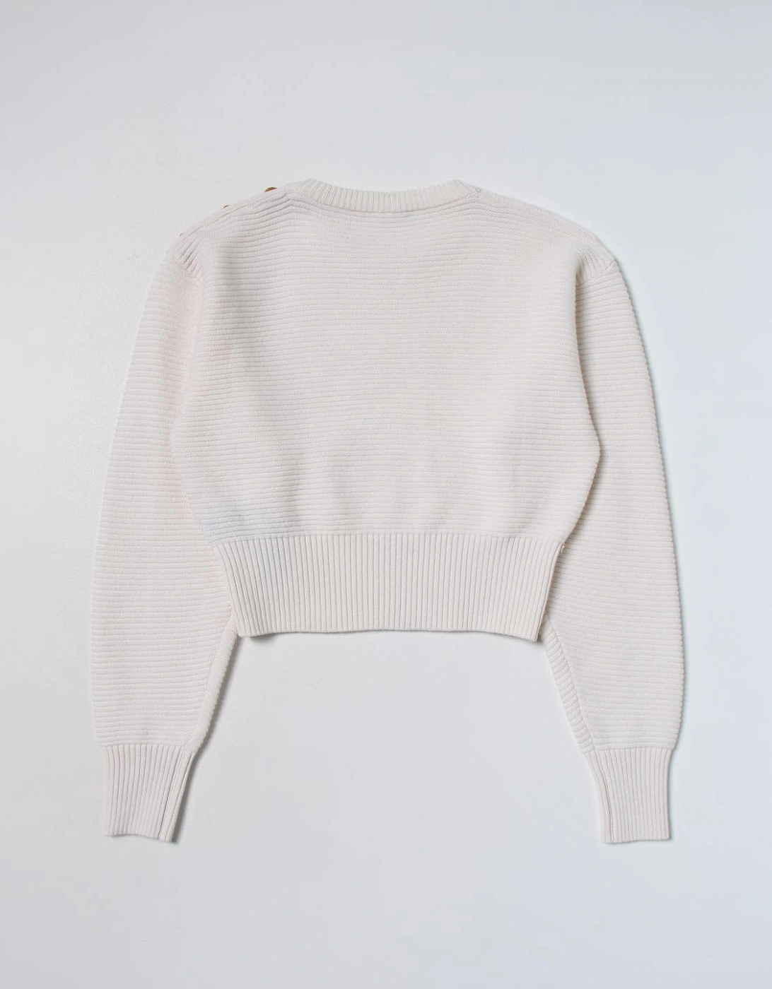 Cropped Ribbed Knit Sweater