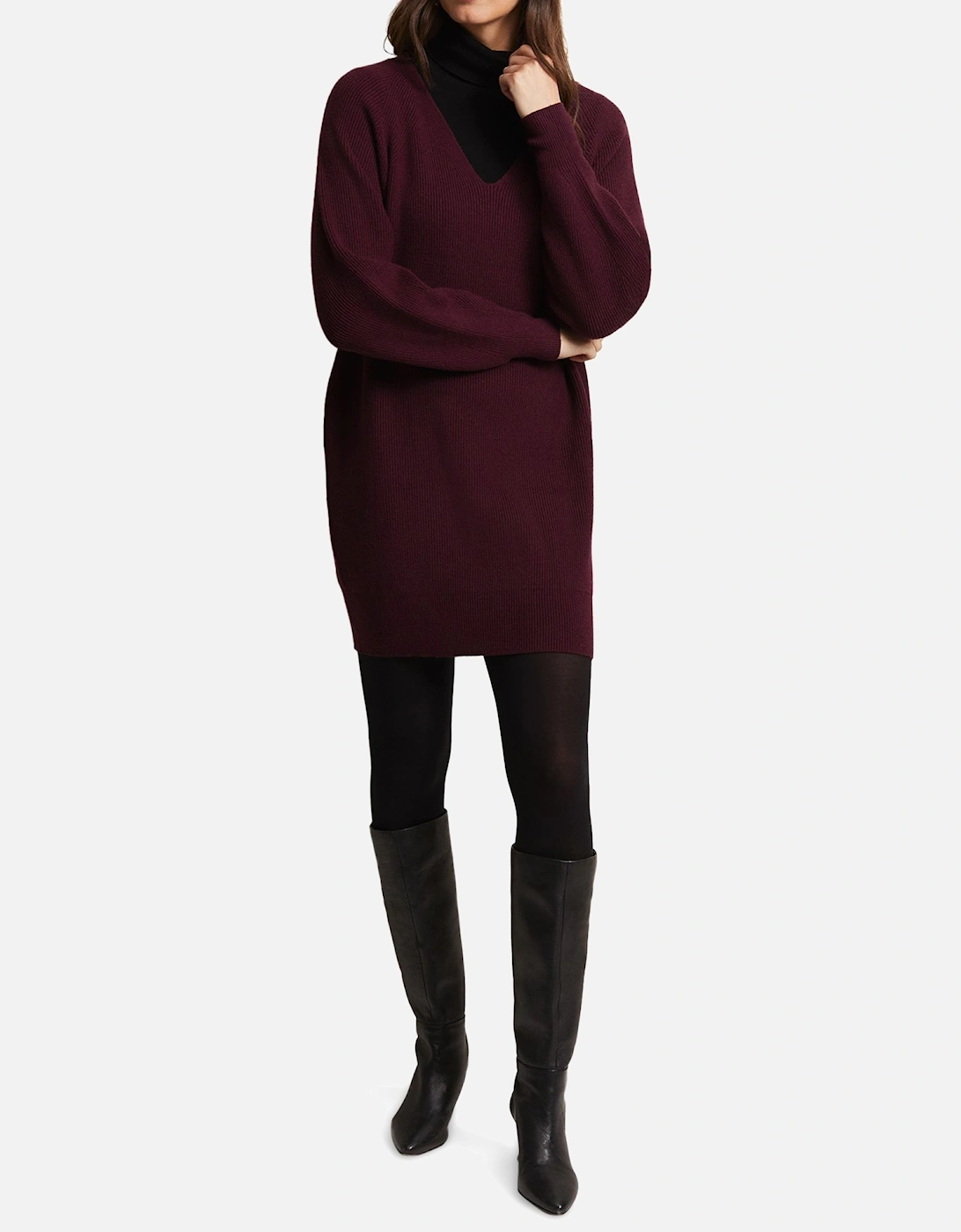 Eliana Chunky Knit V Neck Dress, 2 of 1