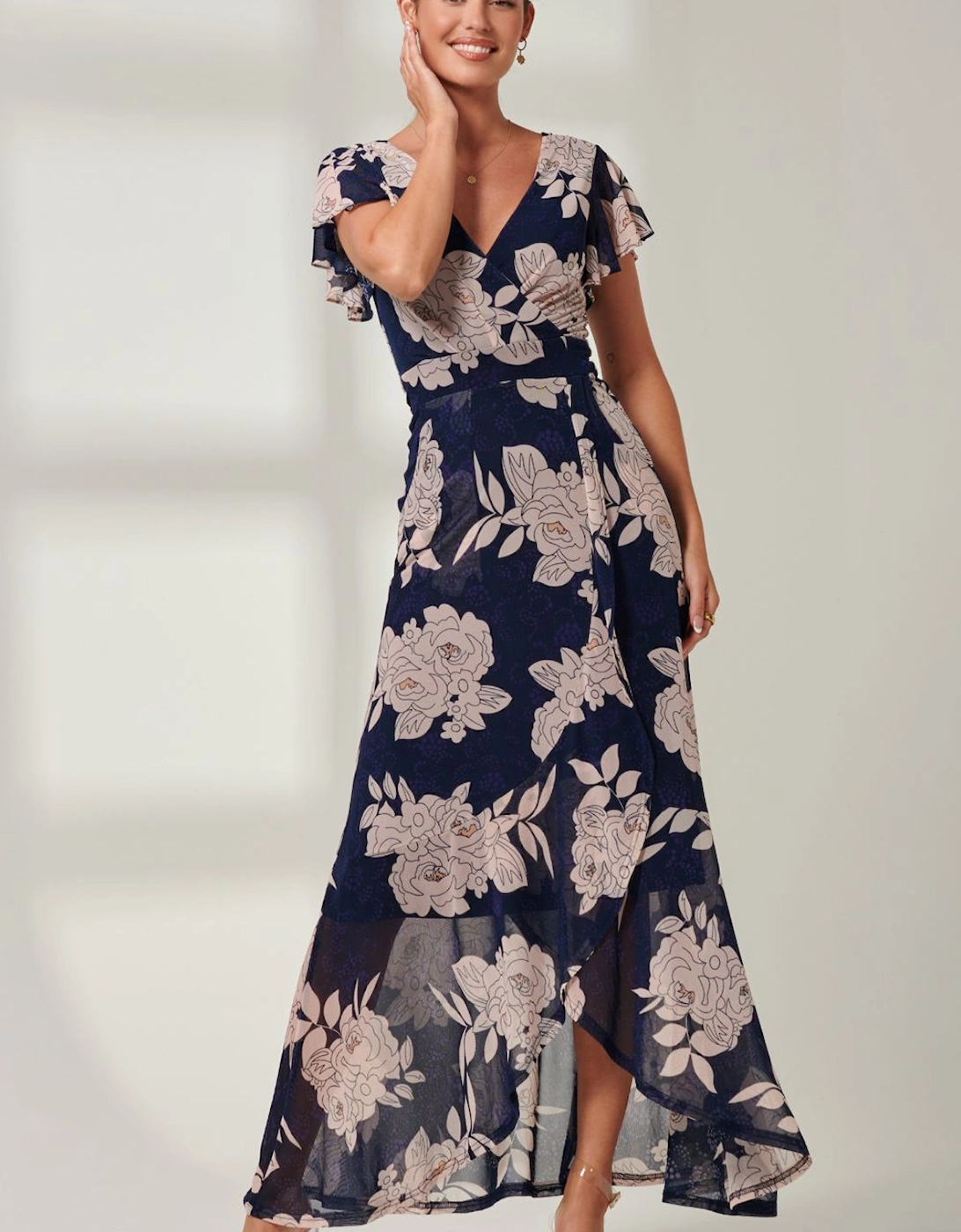 Gisselle Ruffle Hem Mesh Maxi Dress, 2 of 1