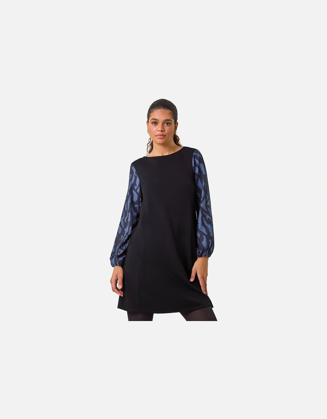 Contrast Sleeve A-Line Stretch Dress, 2 of 1