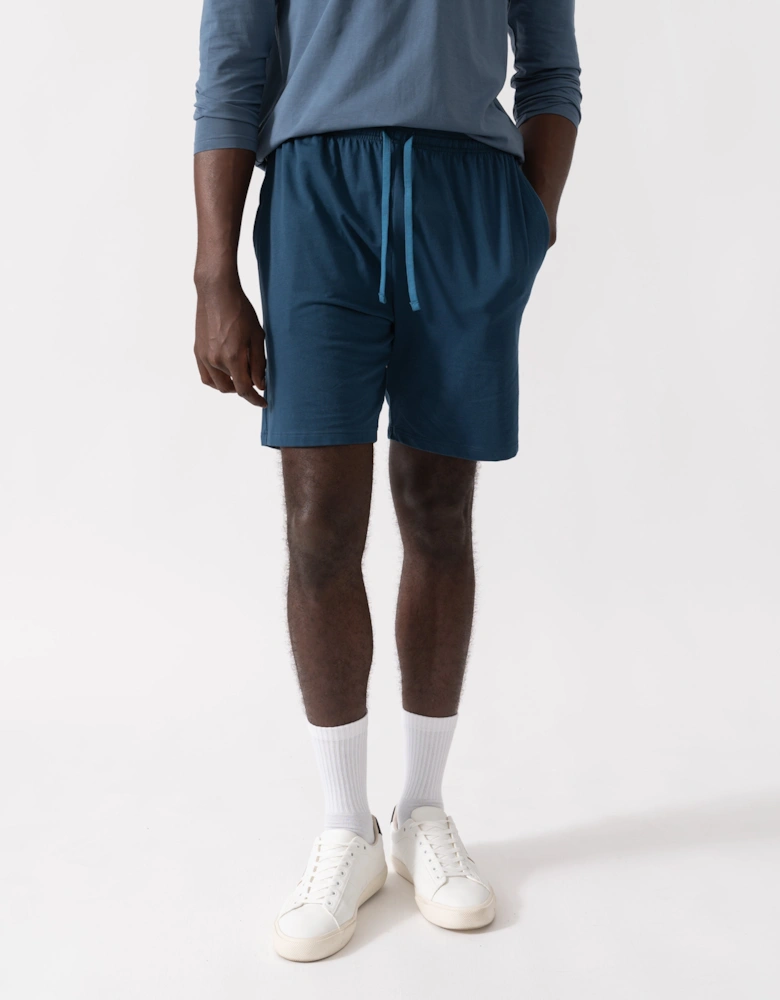 BOSS Orange Mix&Match Mens Stretch-Cotton Regular-Rise Loungewear Shorts with Embroidered Logo - Open Blue 480