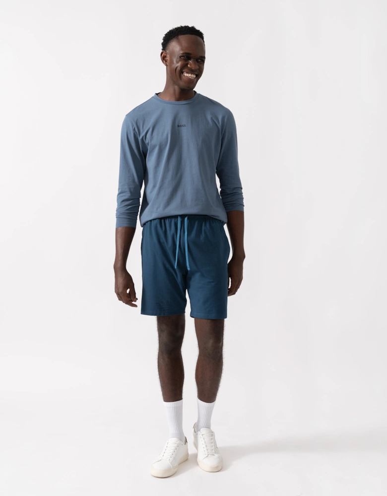 BOSS Orange Mix&Match Mens Stretch-Cotton Regular-Rise Loungewear Shorts with Embroidered Logo - Open Blue 480